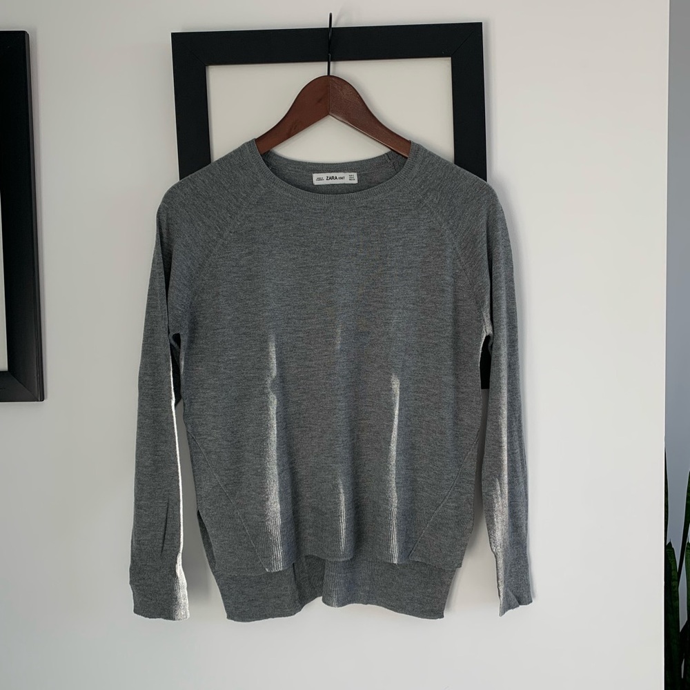 Zara Grey Knit Lightweight Sweater Size Small